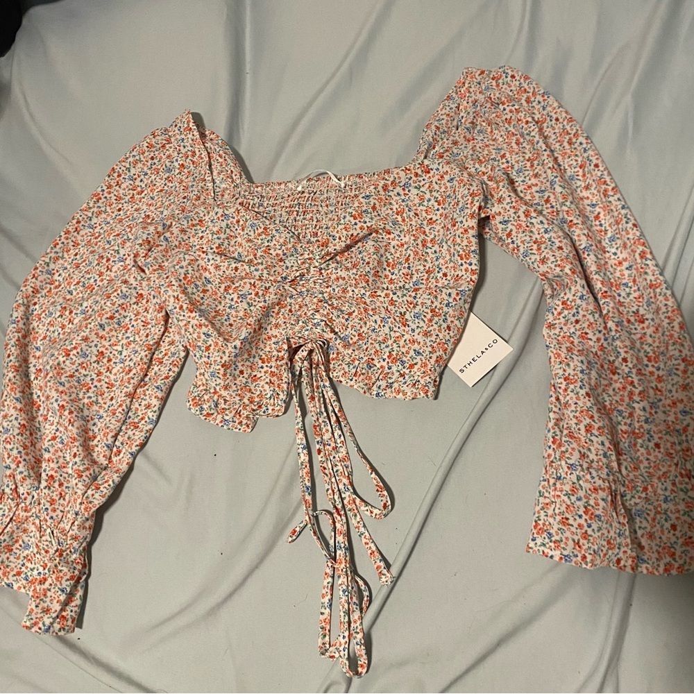 Floral Long Sleeve crop top